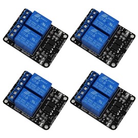 GTIWUNG Pack of 4 2 Channel Relay Module 12 V with Optocoupler for Raspberry Pi Arduino, Black