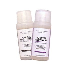 Nuestra Tierra Cosmetica Kit Despigmentante, Koji Gel y Booster Arbutina 7%, Tratamiento Facial y Corporal, 100ml Cada Uno