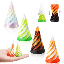4 PCS Impossible Cone Fidget Toys, 3D Printed Spiral Cone Toy, Impossible Pyramid Passthrough Sculpture Fidget Toys for Kids and Adults, Desktop Decoration for Home Office Desk