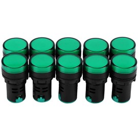 10pcs AC/DC 24V Energy Saving LED Indicator Light,22mm Thread,10W (Green)