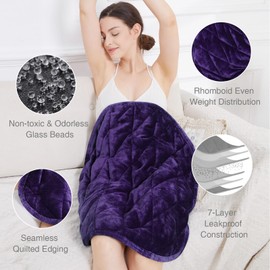 Alomidds Weighted Blanket 7lbs, Cozy Soft Flannel Portable Weighted Lap Blanket for Adults, Small Travel Weighted Blanket for Relaxing, Sleeping, Napping, Machine Washable, Purple, 29" x 24"