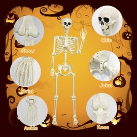 PETZOOKA 5.4FT Halloween Skeleton Life Size Human Adult Skeletons with Skeleton Dog Halloween Decorations for Indoor Outdoor Garden Lawn,Haunted House Props, Spooky Scene Party Decor