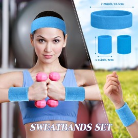 Yuxung 120 Pcs Neon Sweatbands Set Include Athletic Headband Tennis Gymnastics Wristbands International Countries Sports Games Competitions for Men Women Party Supplies (Neon)