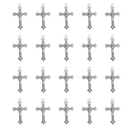 Ruwado 30 Pcs Jesus Crucifix Charms for Jewelry Making 3.7 x 2.2 cm Vintage Cross Pendants for Women DIY Necklace Bracelet Crafting Supplies Keychain Earring Decoration (Antique Silver)