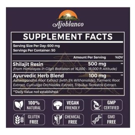 Ajoblanco Shilajit 100% Himalayan Organic Resin, 600 mg per serving, 30 g