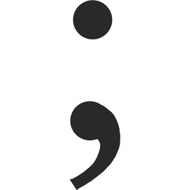 Semi-Colon Vinyl Decal - 5 Inches - for Cars, Trucks, Windows, Laptops, Tablets - Outdoor-Grade 2.5mil Thick Vinyl - Matte Black