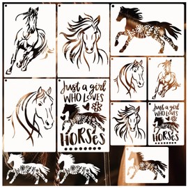 yhslmh Stencils for Painting Reusable Stencils Large Template Paint Stencils for Painting on Wood Burning, DIY Art Craft Fabric Canvas Furniture (10 Horse)