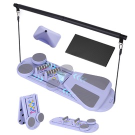 Pilates Board - 5-in-1 Pilates Reformer Set, Foldable Abdominal Trainer & Portable Sliding Workout Board for Women, Multifunctional Home Exercise Equipment