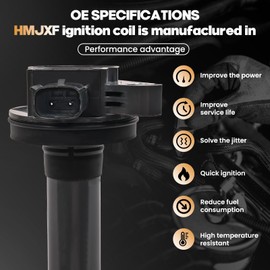 HMJXF UF595 UF553 5C1652 E1053 DG520 Ignition Coil Compatible with Ford Lincoln Taurus Explorer F-150 Mustang Transit 150 250 350 MKS MKT MKX MKZ - 3.5L 3.7L V6 Engines - 1 Pack
