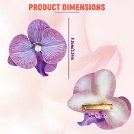 Ziyonix 3 Stück Haarspangen mit Hawaiianischen Blumen Kunstblumenspangen BöHmische Schmetterlingsorchidee Haarspange für den Urlaub am Meer Damen & Mädchen