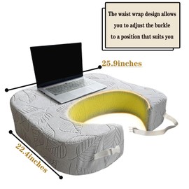 XYRONICA Laptop Desk Pillow, Gaming Pillow for Reading, Crochet Lap Support Suitable for Playing Games Reading and Working on The Bed Sofa and Car (Light Gray)