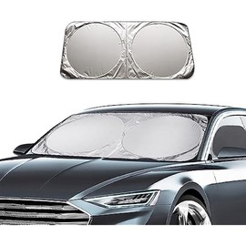 Ziciner Car Windshield Sun Shade with Storage Pouch, Auto Sun Shield Blocks UV Rays Protector Cover, Foldable Front Window Sunshade Visor Protection Fits for Most Cars SUVs (Large 63×33.8in)