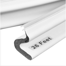 White Kerf Door Weather Stripping,Weatherstrip Door Frame Seal for Large Gap,Soundproofing V-Shape Exterior Door Sealing Weatherstripping,26 Feet Front Door Insulation Weather Strip for Slot Card