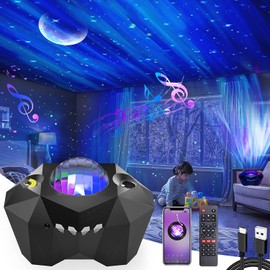 MDDT Ltd, night light projector, 3 in 1 night light. Provides multiple colours and 3 projections the Aurora, the Moon and a Starry Night. Also 10 lightingmode colours to choose from., Black