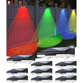 【Upgrade】 Solar Fence Lights Outdoor Waterproof LED [IP65, RGB 8 Lighting Modes, 60LM Ultra-Bright], Fence Lights Solar Powered Outdoor Decor for Patio Backyard, Step, Stair Railings & Deck (10Pack)
