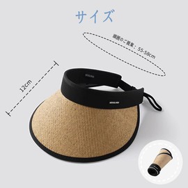 Phyxiul Straw Sun Visor, UV Protection, Heatstroke Prevention, Sun Hat, Spring and Summer, Wide Brim, Small Face Effect, Non-Flying, Outdoor Activities, Sweat Absorbent, Quick Drying, Lightweight