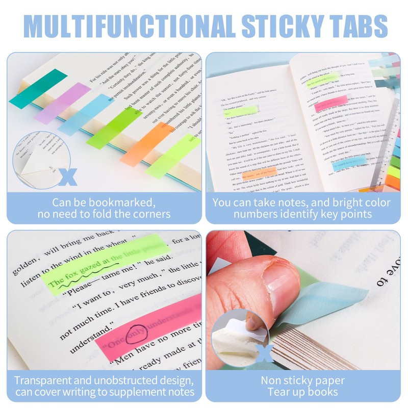 Pack of 2000 Sticky Notes, Sticky Notes Book Tabs Post