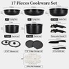 JEETEE Pots and Pans Set Non Stick 17pcs, Kitchen Cookware