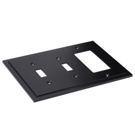 Modern Edge Decorative Wall Plate Switch Plate Outlet Cover, Durable Solid Zinc Alloy (Double Toggle/Single Decorator, Matte Black)