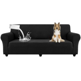 Taque Waterproof Couch Cover for Pets, Dual Layer TPU Sofa Protector 100% Leakproof Dog Proof Stretch Non-Slip Washable Furniture Covers for Pets, Dogs, Cats and Kids (Oversized Sofa,Black)