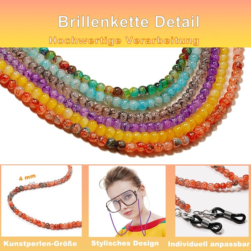 Eyglajdd Glasses Chain for Women, 6 colours mix