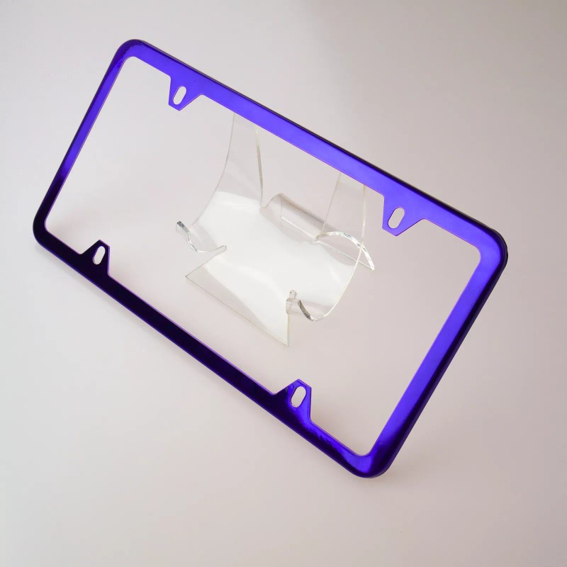 MotorVehicleParts 4Hole Slim Powder Coated Candy Purple Stainless Steel License