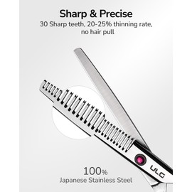 ULG Hair Thinning Scissors Professional Barber’s Texturizing Teeth Shears for Hairdressing, Salon and Home Use Thinning Shears for Hair Cutting, Made of Japanese Stainless Steel, 6.5 inch