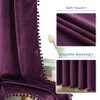 YURIHOME Pom Pom Velvet Curtains 120 Inches for Bedroom, Purple