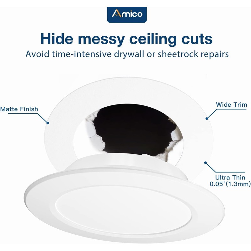 Amico 24 Pack Goof Rings for 6 Inch Recessed Lights,