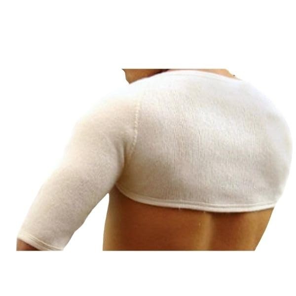Olanmarp Fashion Shoulder Warmer with Angora for Pain Relief - Premium Quality - Protect and Warm Your Shoulders with Natural Angora Wool Colour White - 60% Cotton, 40% Angora, White