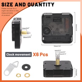 Tanstic 6Pcs High Torque Long Shaft Clock Movement Clock Repair Parts Replacement Clock Movement Mechanism with 6 Different Pairs of Hands(20mm/0.78 Inches)