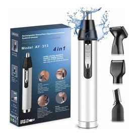 Cortapelos de Nariz, 4 en 1 Recortador de Nariz Eléctrico USB Recargable, Recortador de Vello Nariz/Orejas/Barba/Ceja, Juego del Recortadora Indoloro y Impermeable para Hombres y Mujeres