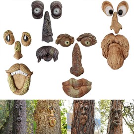 Punkxiong Tree Faces Decor Outdoor,Old Man Tree Hugger,Easter Decorations Sculpture Garden Peeker Bark Ghost Face Face Decor Outdoor Whimsical Sculpture,Yard Art Decoration,Garden Decor Peeker 4Pack