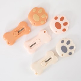 Mini Retractable BoxCutter Opener Bonesand Cat PAWS kawaiifor women box cuttermini cute box cuttercat paw Courier knivesfor Office, Home, ArtsCrafts, Cartons,Cardboard, Paper