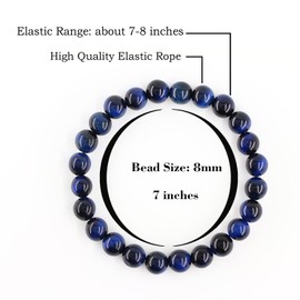 Natural Gemstone 7 inch Bracelet, Healing Crystal 8mm Round Beads for Jewellery Making, Gift, Unisex Decor