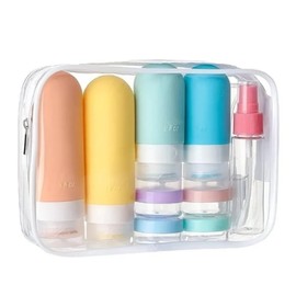 Portable business trip travel cosmetic container empty bottle case set 16 types black case / 휴대용 출장 여행용 화장품 용기 공병 케이스 세트 16종 블랙케이스