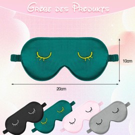 ZYNERY 4 Stück Schlafmaske, Schlafmaske aus simulierter Seide, Superweiche Augenmaske zum Schlafen mit 2 Paare Ohrstöpsel, Schlafmaske Kinder Mädchen Frauen (Rosa + Grau + Schwarz + Grün)