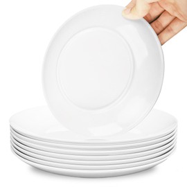Coobbar Melamine Dinner Plates Set - 8 Pcs Break-Resistant White Melamine Salad Plates, Shatterproof Dinnerware for Indoor & Outdoor Use, Lightweight, Stackable & Dishwasher Safe (10 Inches)