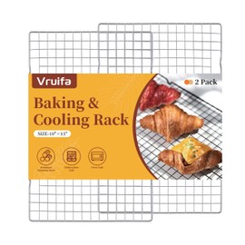 VRUIFA 2PCS Cooling Racks for Cooking and Baking, Stainless Steel Wire Rack Suitable for 10" x 15" Sheet Pan and Grilling, Roasting,Drying, Oven and Dishwasher Safe