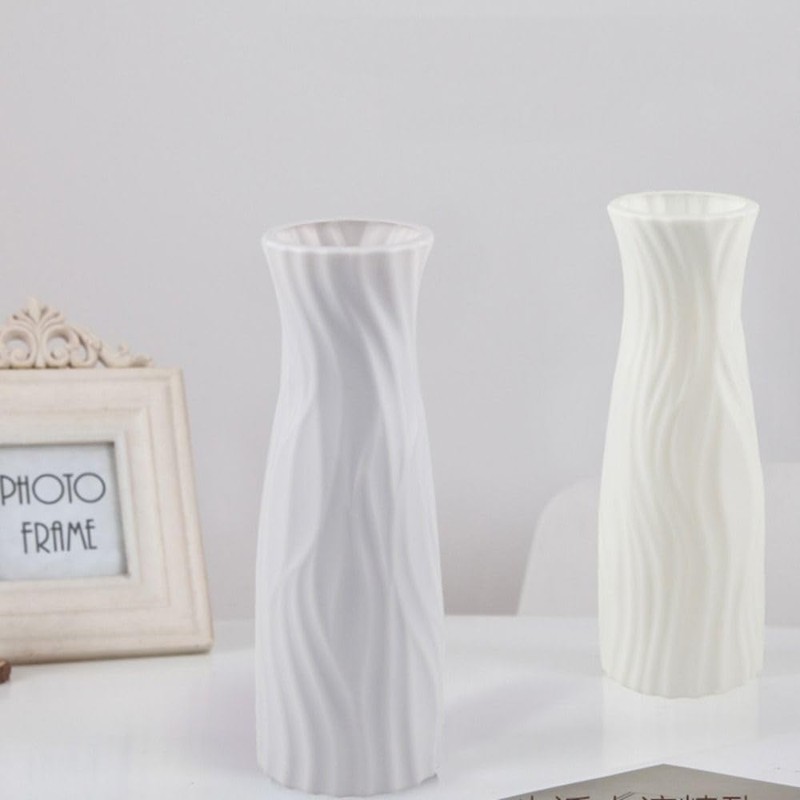 Reusable Plastic Flower Vase Imitation Ceramic Decorative Container for Flower