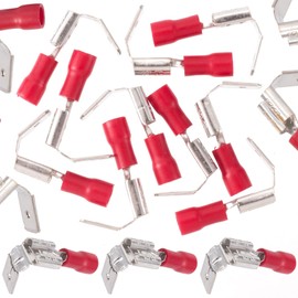 STSTR 10Pcs Semi-Insulated Spade Connectors, 22-16 AWG Female/Male Quick Disconnect Spade Wire Connectors, Electrical Cable Crimp Terminals Assortment Kits- Red
