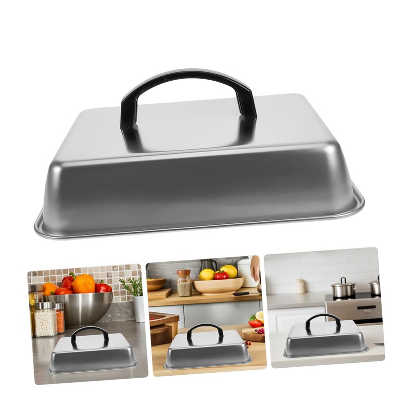 Toddmomy Stainless Steel Rectangular Basting Cover Lid Heat Resistant Cheese