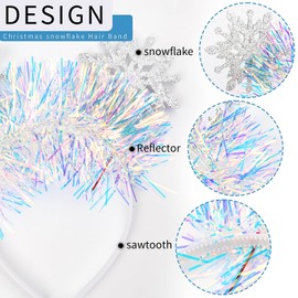 Doneace Christmas Headband White Snowflake Hair Bands Glitter Snowflake Head Bopper Headpiece Cute Hair Accessories for Women Girls Festival Holiday Winter Xmas Party Supplies