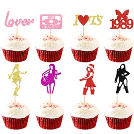Blumomon 32Pcs Popular Singer Cupcake Toppers，Popular Singer Birthday Party Decoration，Music Themed Party Fans Party Decoration