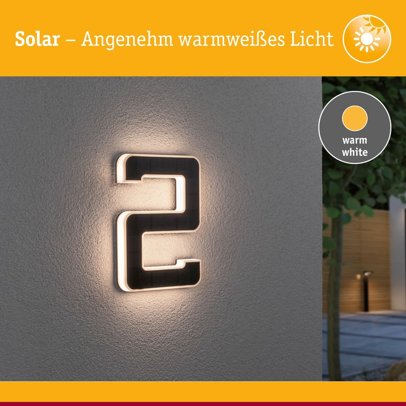 Paulmann Outdoor Solar House Number 2 3000 K IP44 Akk