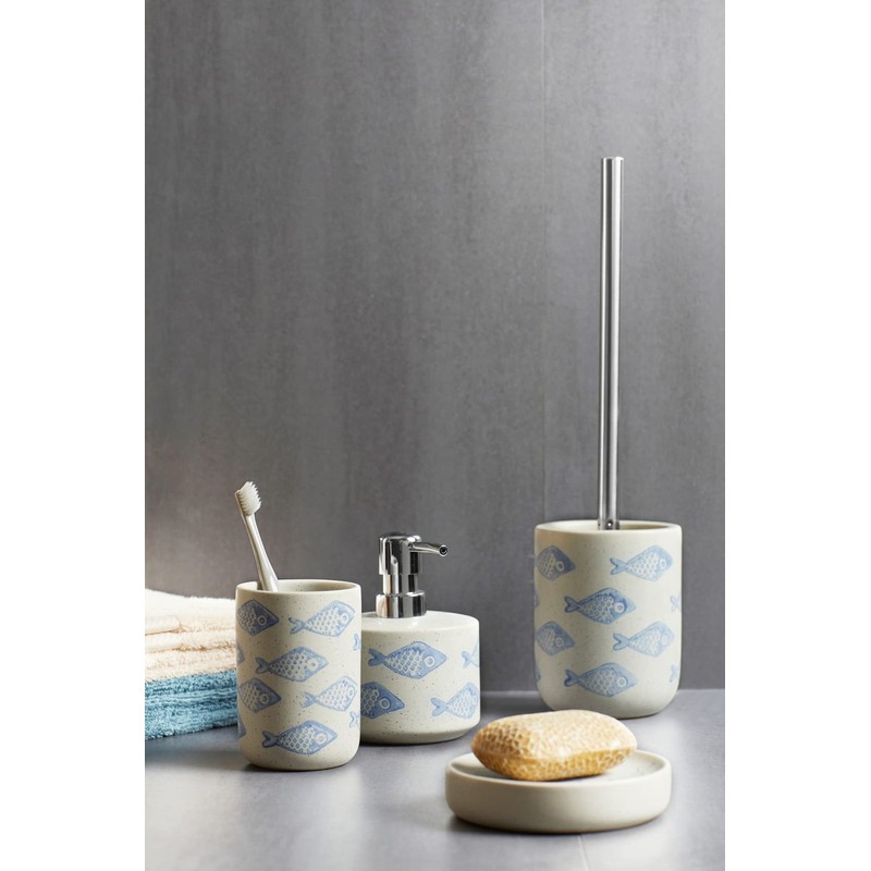 Wenko Aquamarin Toilet Brush Holder, Ceramic, Beige, 10 x 40