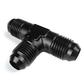 10AN Flare Tee Block Aluminum AN10 Male T Fuel Hose Union Fitting Adapter Black 10AN to 2x -10AN