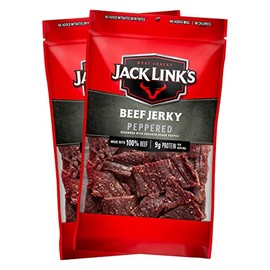 Jack Link's Beef Jerky, Peppered – Flavorful Everyday Snack with a Pepper Kick, 10g of Protein and 80 Calories, Made with 100% Beef – 96% Fat Free, No Added MSG** – 9 Oz. (Pack of 2)
