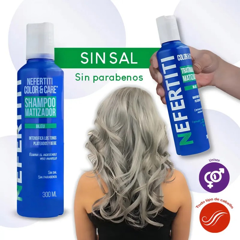 Shampoo Matizador Y Tratamiento Para Platinar Canas Y Mechas