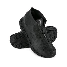 Zbyoujer Waterproof Rain Shoe Covers, Silicone Overshoes with Zipper Non-slip Galoshes for Men and Women